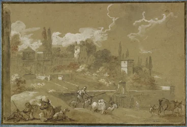 Uitzicht op Campo Vacino, Rome, 1767